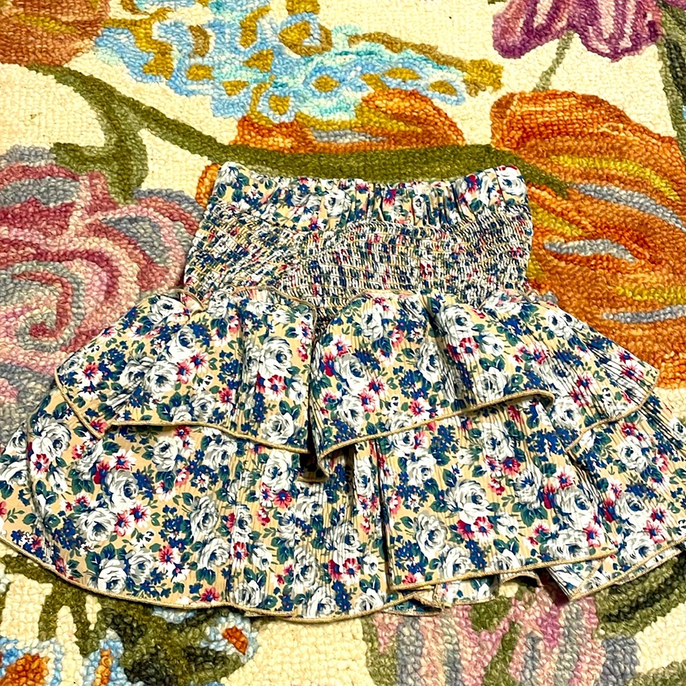 Amazon Floral High Rise Smocked Skirt